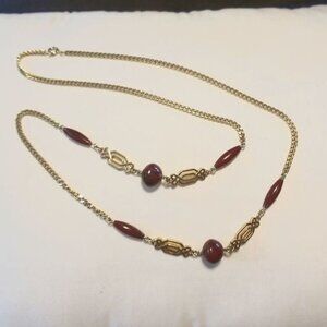 Gold Tone and Beaded Chain Style Necklace